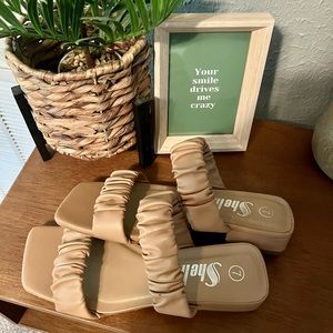trendy tan sandals